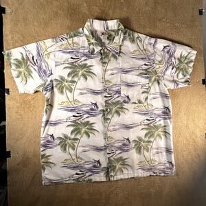 Vintage Cherokee Waikiki Wear, Hawaiian Button Down Tropical Shirt Size XL